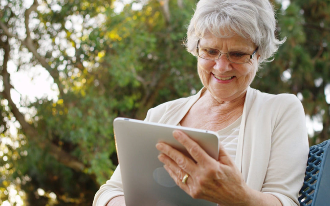 grandmother using tablet