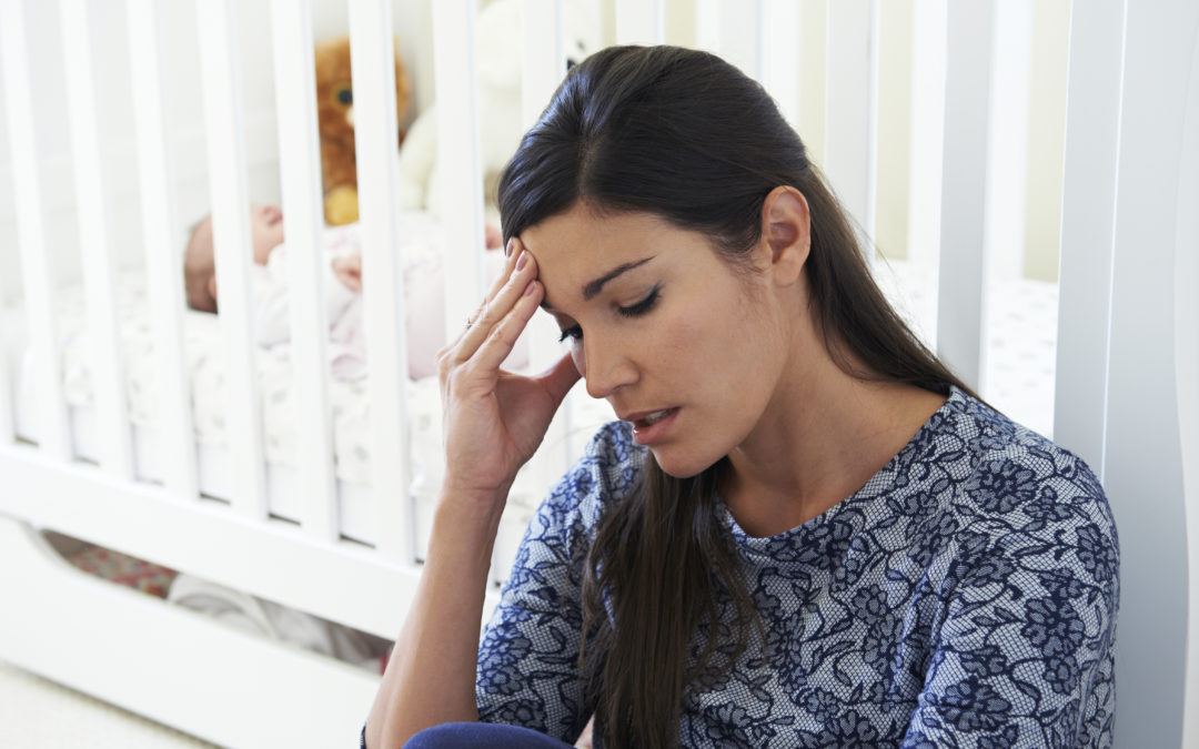 Frustrated Mother Suffering From Postpartum Depression