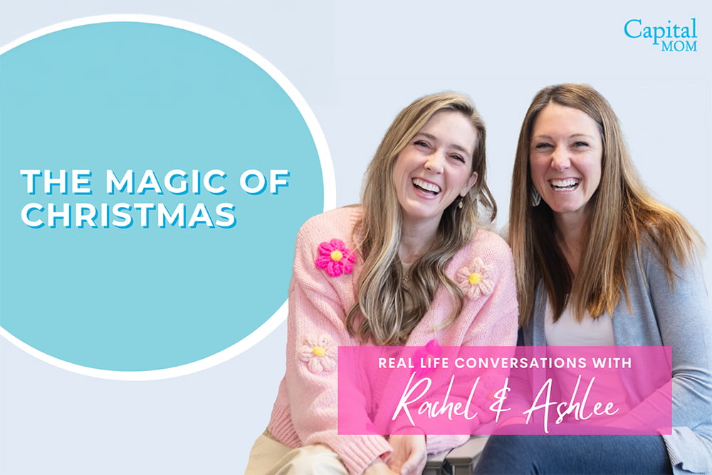 Graphic of two women sitting side by side, Rachel and Ashlee, with text that says "The Magic of Christmas"