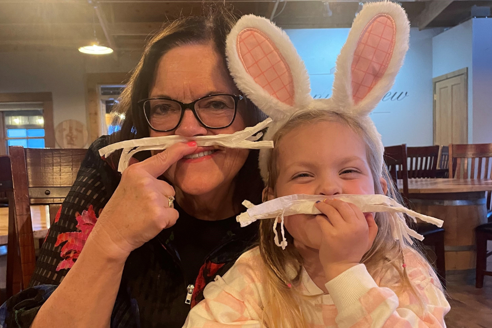 Ellen being silly with her granddaughter